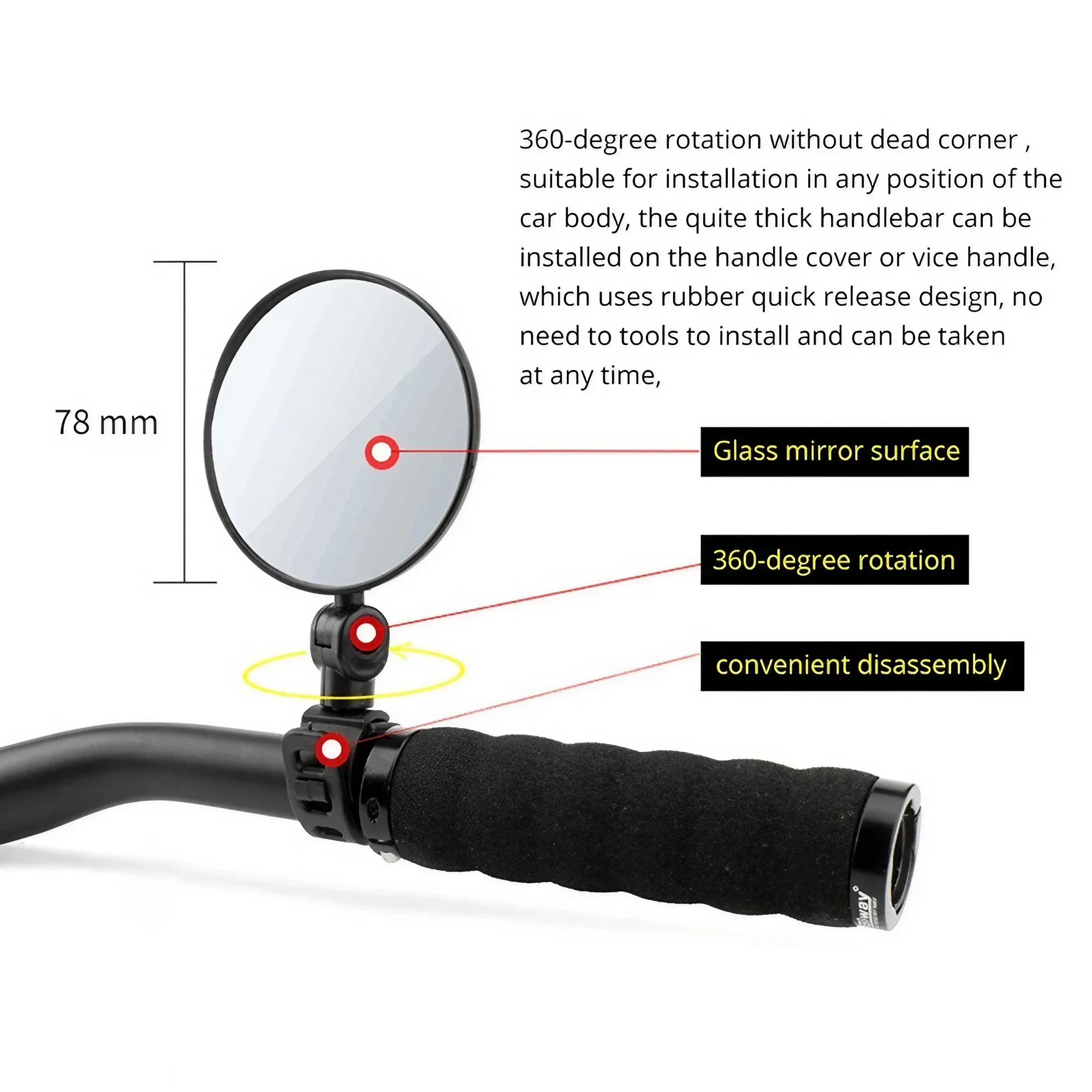 Adjustable Bike Handlebar Rear - Mirror Handlebar Convex ulasan dan harga