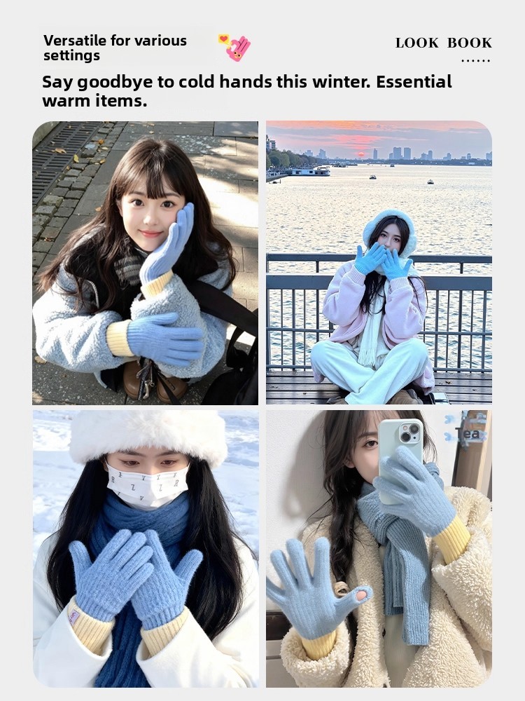 Korean Style Knitted Plush Glo - Winter Cycling Commute ulasan dan harga