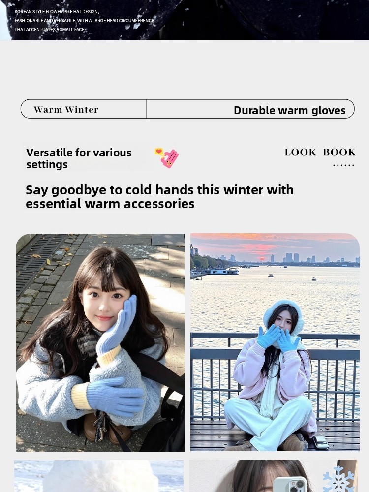 Korean Style Knitted Plush Glo - Winter Cycling Commute ulasan dan harga