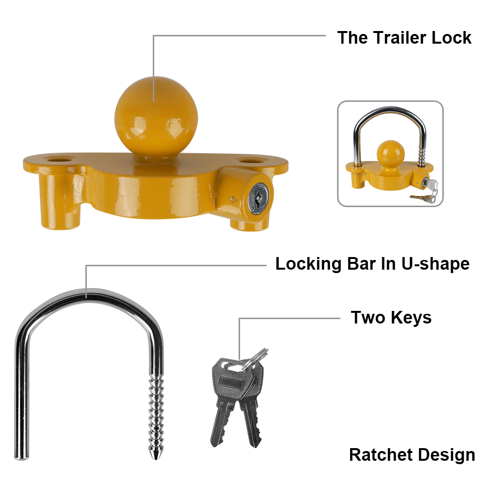 Tow Ball Security Anti-Theft T - U Lock Heavy Duty ulasan dan harga